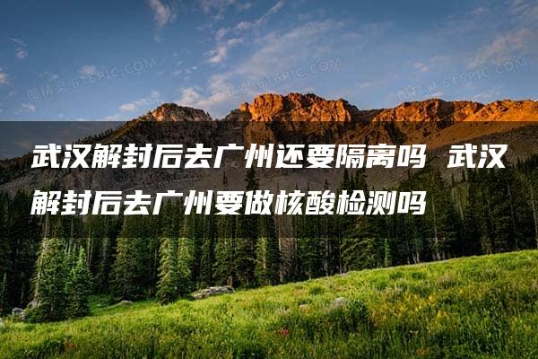 武汉解封后去广州还要隔离吗 武汉解封后去广州要做核酸检测吗