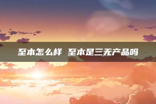 至本怎么样 至本是三无产品吗