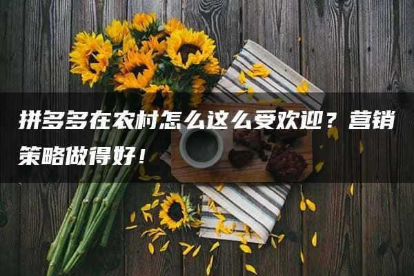 拼多多在农村怎么这么受欢迎？营销策略做得好！