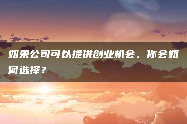 如果公司可以提供创业机会，你会如何选择？