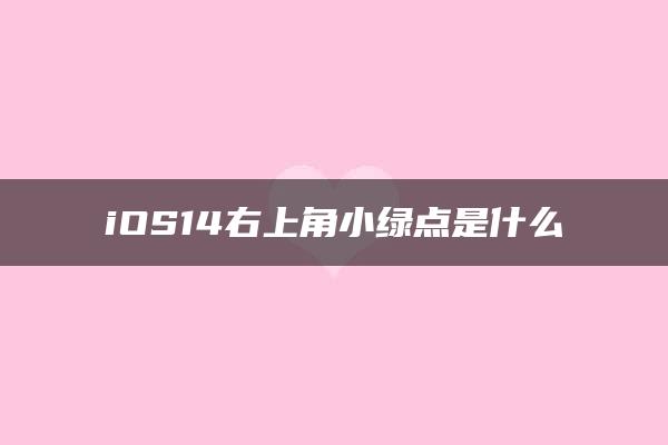 iOS14右上角小绿点是什么