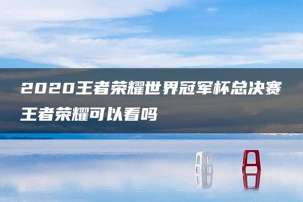 2020王者荣耀世界冠军杯总决赛王者荣耀可以看吗