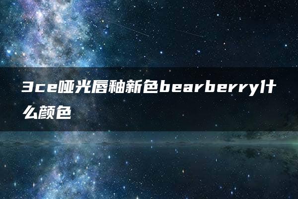 3ce哑光唇釉新色bearberry什么颜色