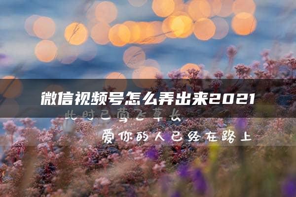 微信视频号怎么弄出来2021