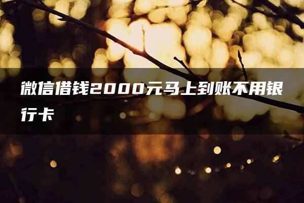 微信借钱2000元马上到账不用银行卡