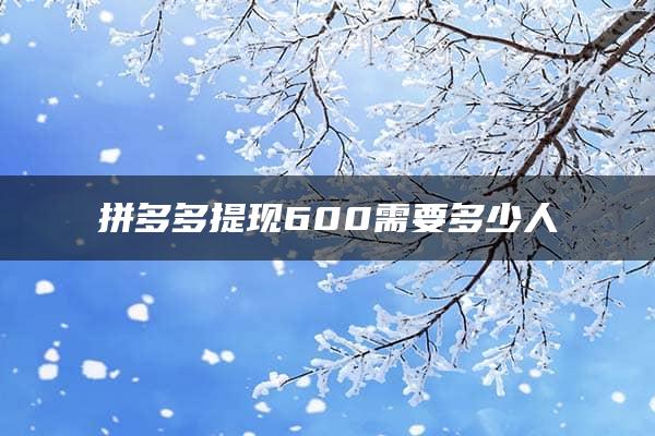 拼多多提现600需要多少人