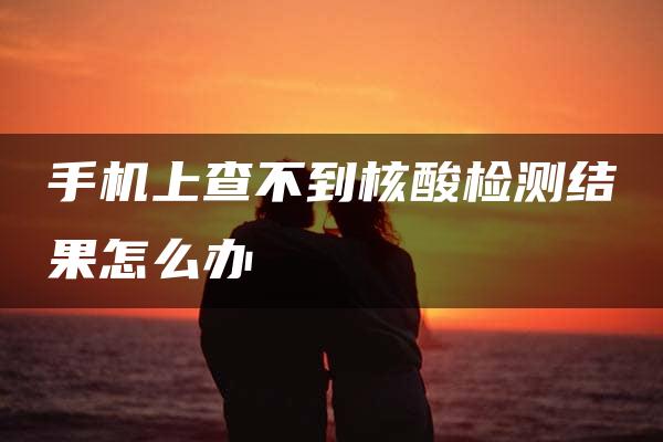 手机上查不到核酸检测结果怎么办