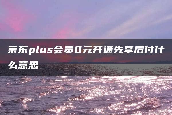 京东plus会员0元开通先享后付什么意思