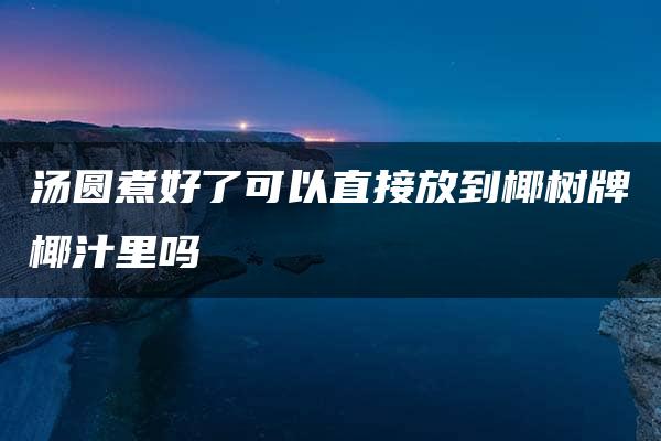 汤圆煮好了可以直接放到椰树牌椰汁里吗