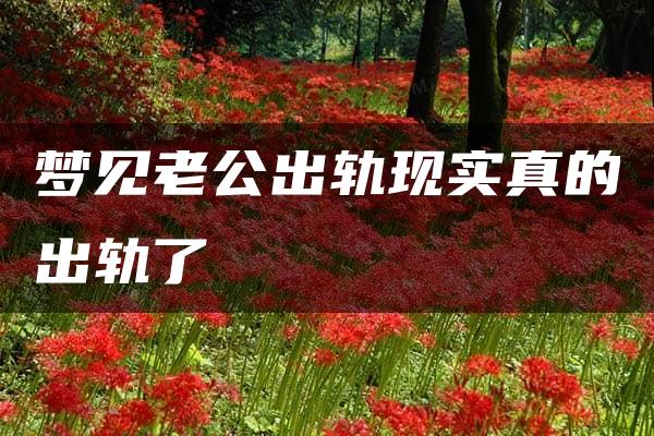 梦见老公出轨现实真的出轨了