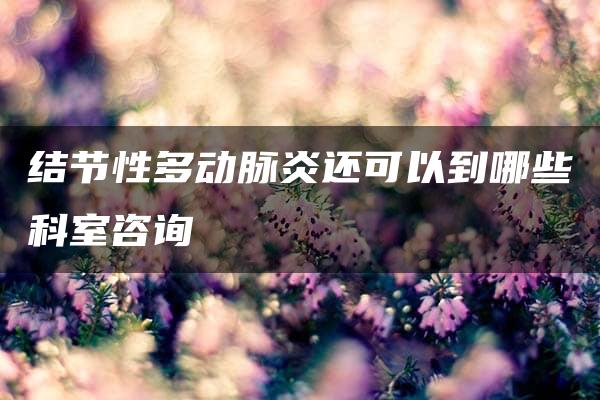 结节性多动脉炎还可以到哪些科室咨询