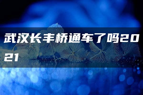 武汉长丰桥通车了吗2021