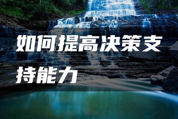 如何提高决策支持能力