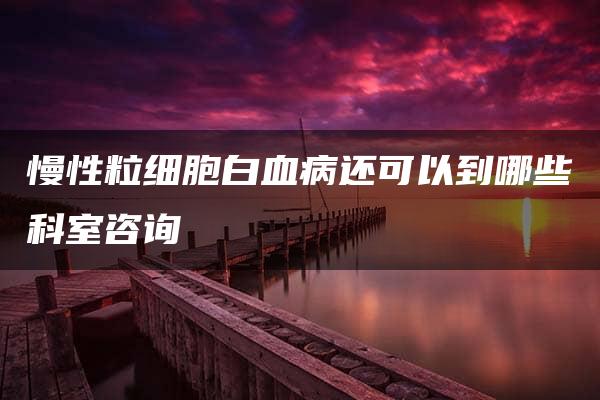 慢性粒细胞白血病还可以到哪些科室咨询