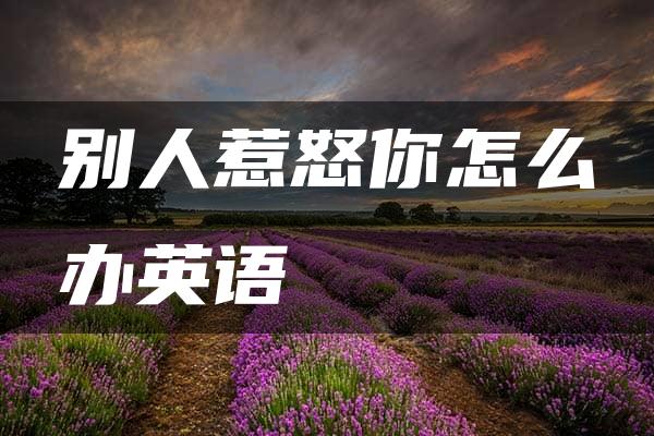 别人惹怒你怎么办英语