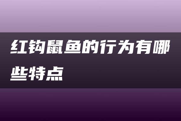 红钩鼠鱼的行为有哪些特点