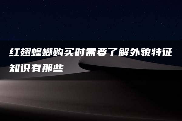 红翅蝗螂购买时需要了解外貌特征知识有那些