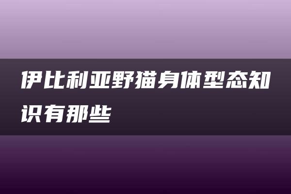 伊比利亚野猫身体型态知识有那些