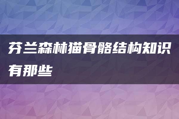 芬兰森林猫骨骼结构知识有那些