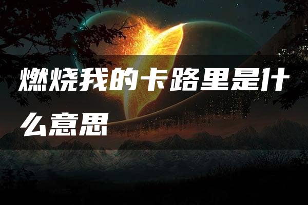 燃烧我的卡路里是什么意思