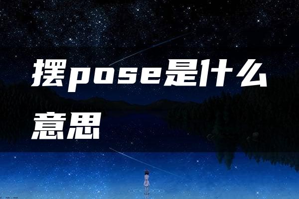 摆pose是什么意思