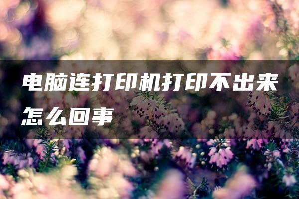 电脑连打印机打印不出来怎么回事