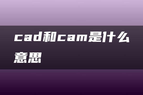 cad和cam是什么意思