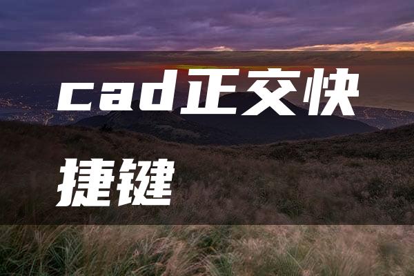 cad正交快捷键