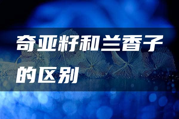 奇亚籽和兰香子的区别