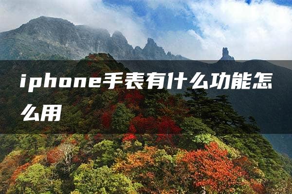 iphone手表有什么功能怎么用