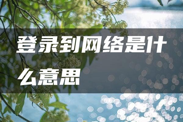 登录到网络是什么意思