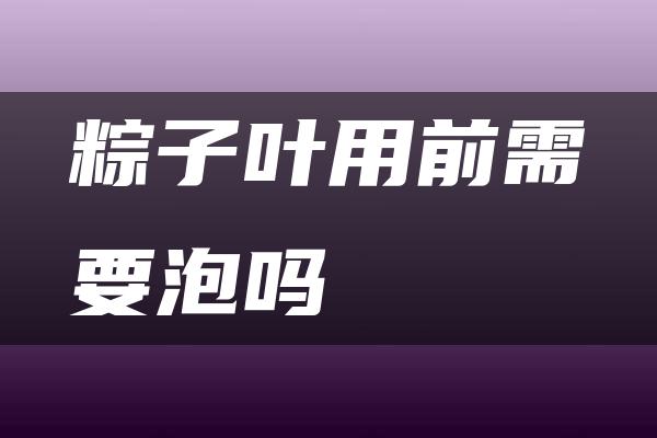 粽子叶用前需要泡吗