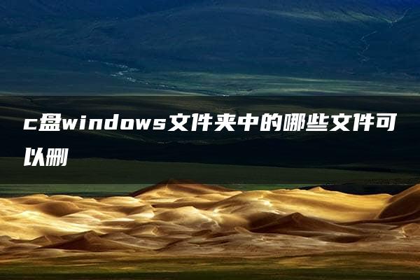 c盘windows文件夹中的哪些文件可以删