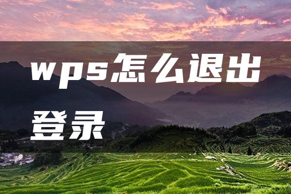 wps怎么退出登录