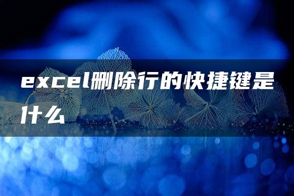 excel删除行的快捷键是什么