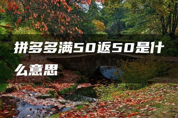 拼多多满50返50是什么意思