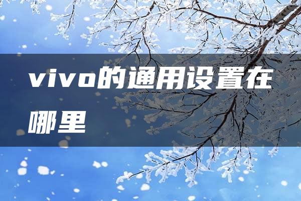 vivo的通用设置在哪里