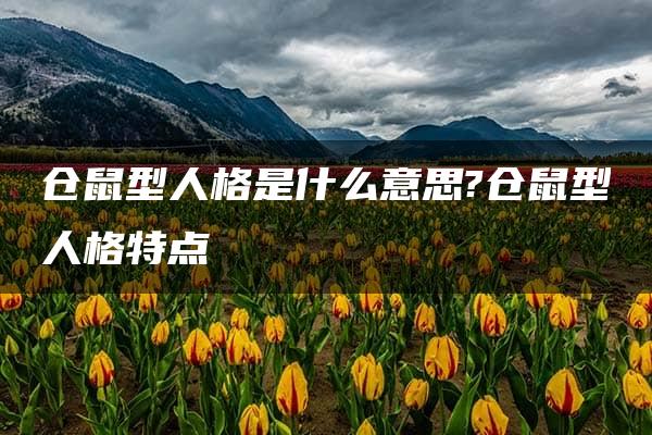 仓鼠型人格是什么意思?仓鼠型人格特点