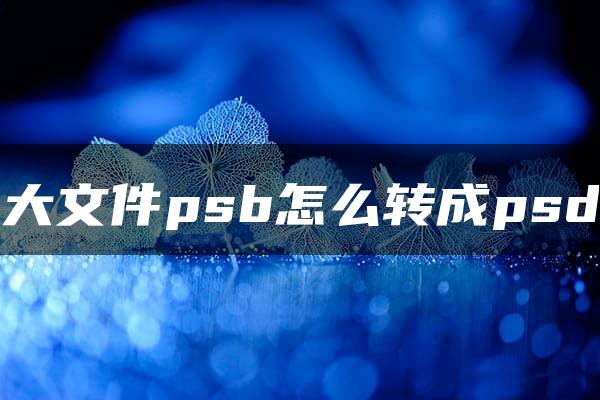 大文件psb怎么转成psd