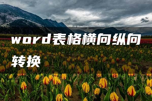 word表格横向纵向转换