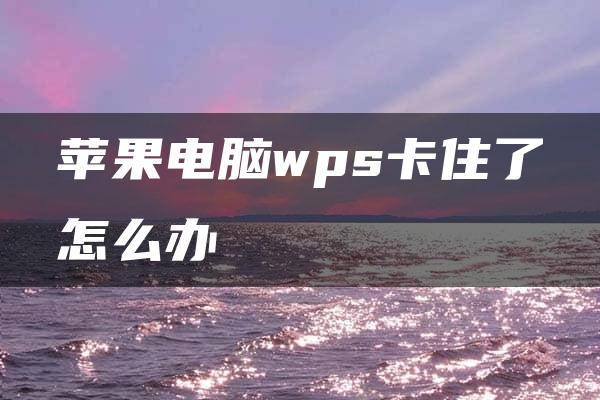 苹果电脑wps卡住了怎么办