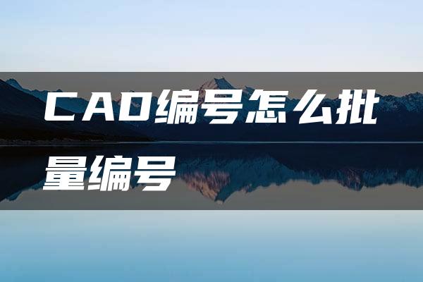 CAD编号怎么批量编号