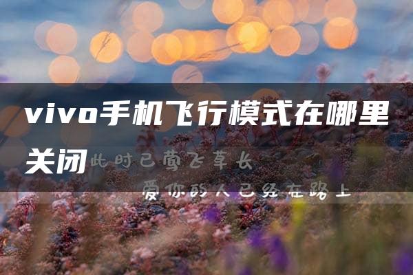 vivo手机飞行模式在哪里关闭