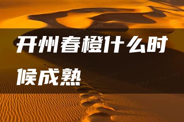 开州春橙什么时候成熟