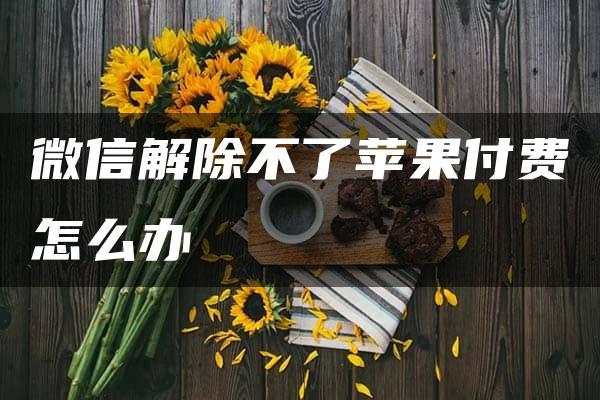 微信解除不了苹果付费怎么办