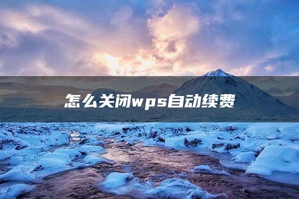 怎么关闭wps自动续费