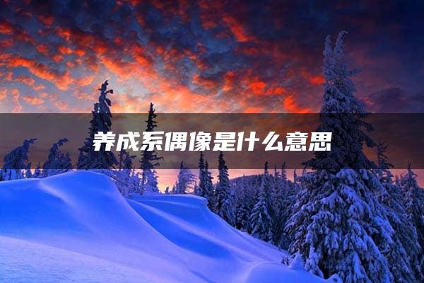 养成系偶像是什么意思