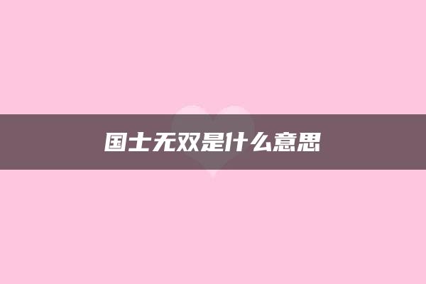 国士无双是什么意思